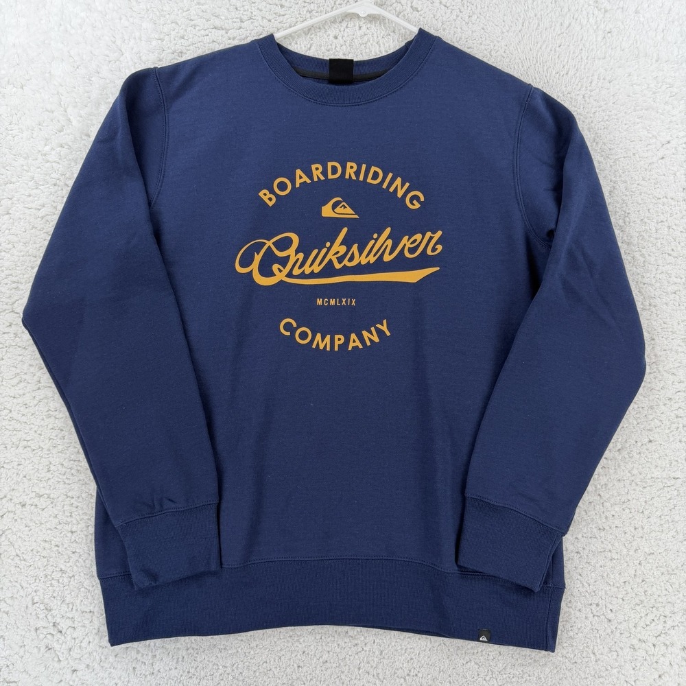 Quiksilver Sweatshirt Mens XL Blue Pullover Fleece Crewneck Boardriding Logo